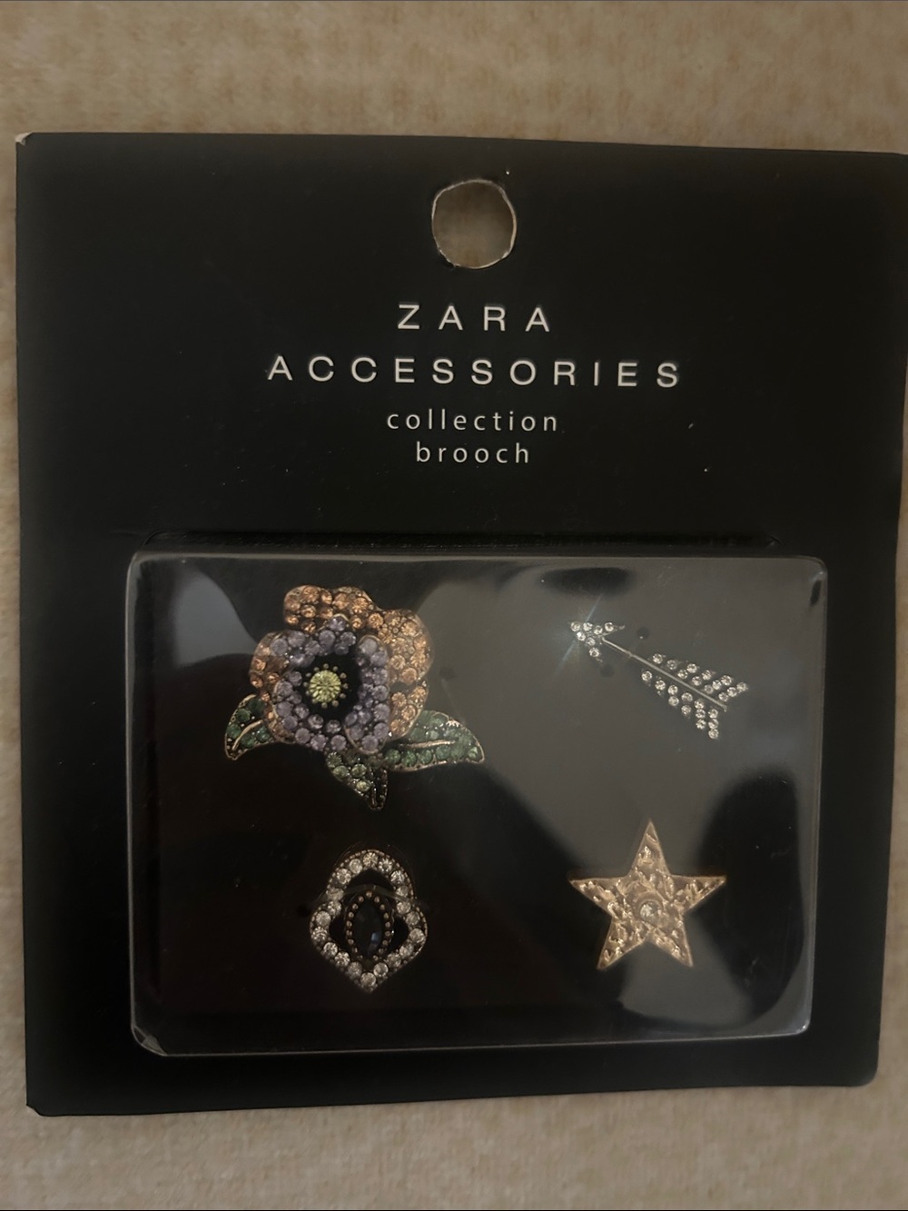 Zara Multicolor Crystal Floral and Star Brooch Set